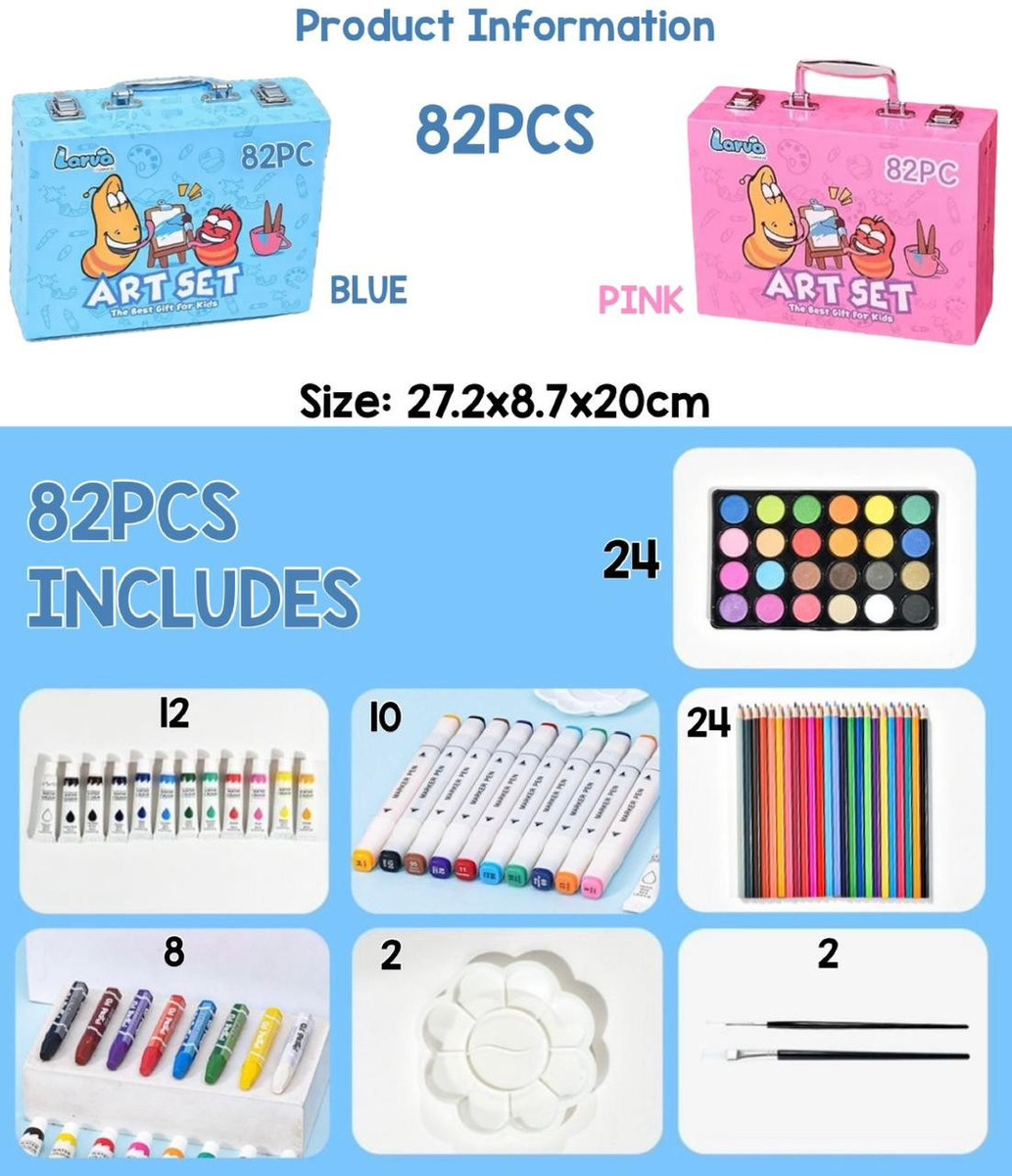 Set De Arte Maleta 82 Pcs Crayolas Marcadores Pintura: imagen 5