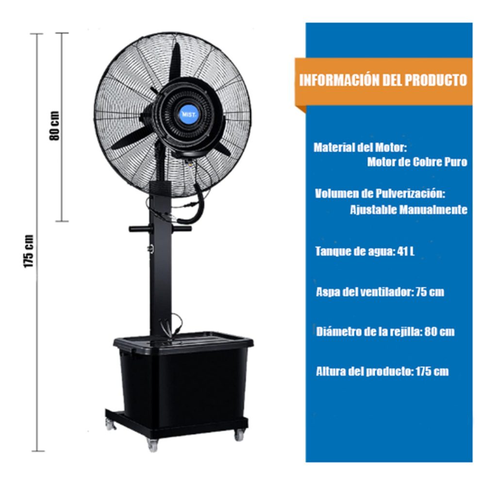 Ventilador Industrial Atomizador Ventilador, Agua Bruma 41lt