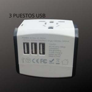 Adaptador Corriente Universal Viaje Europa Usa Aust 3 Usb: imagen 6