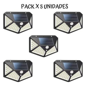 Foco Lampara Exterior Farol Solar 100 Led Sensor 5 Unidades: imagen 2