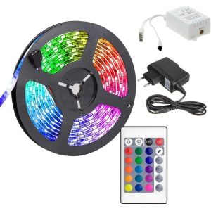 Tira Luces Cinta Led 5m Rgb Transformador + Control