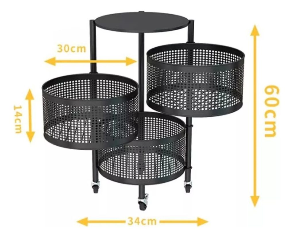 Organizador De Metal 3 Estantes Giratorios Con Ruedas Cocina