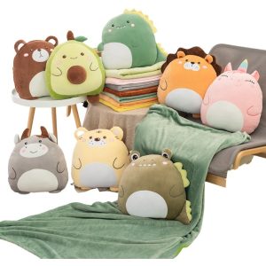 Almohada Peluche Infantil Suave Con Manta Diseños Animales: imagen 4