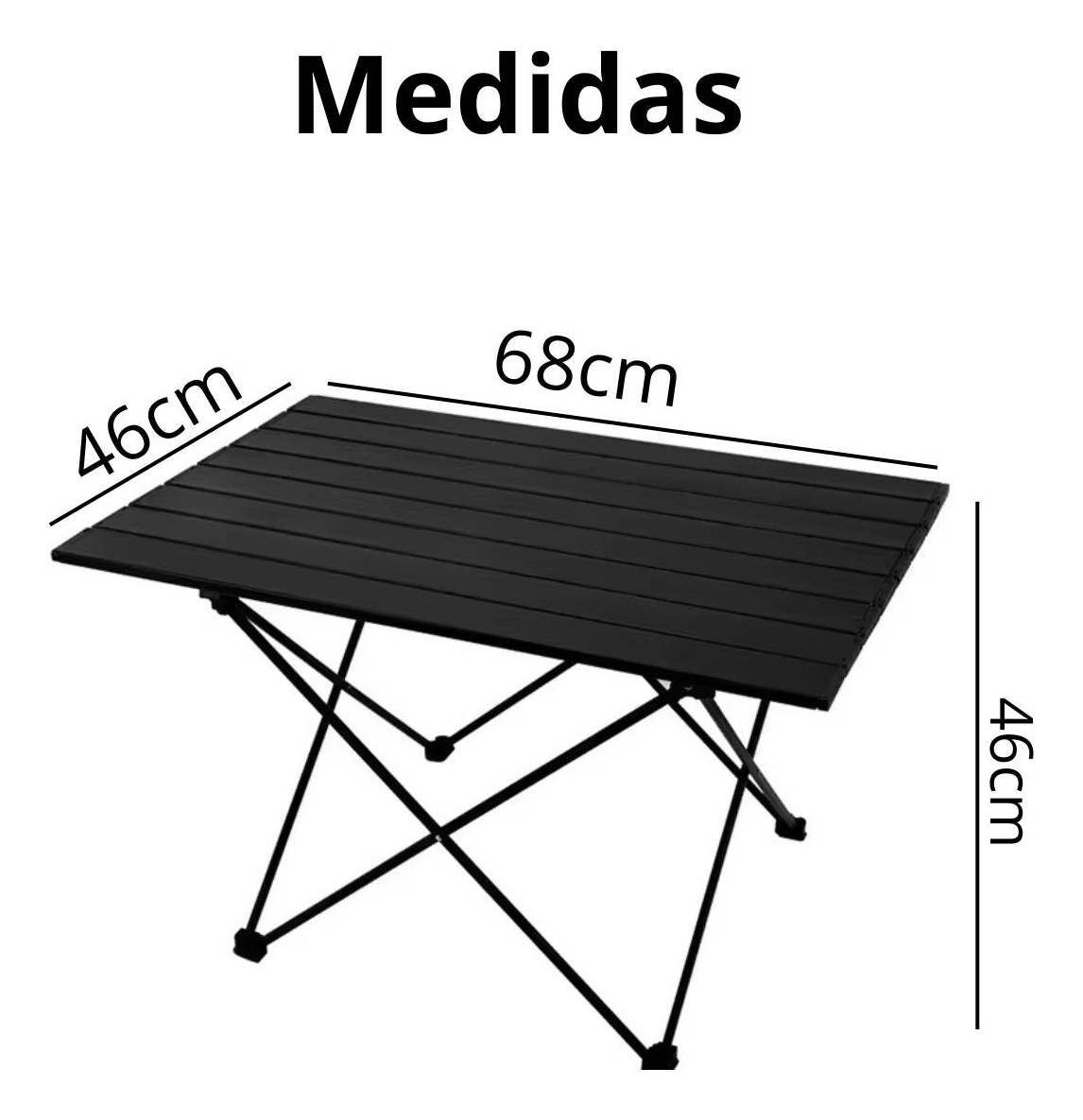 Mesa Plegable Camping Color Negro: imagen 3