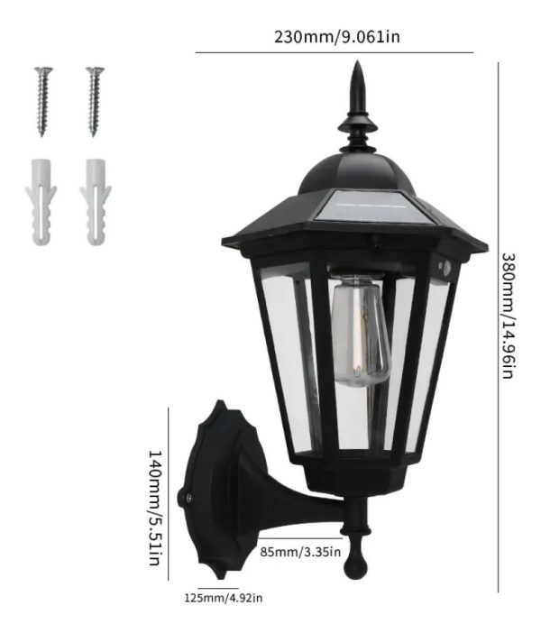 Foco Led Solar Farol Colonial Decorativo Calidad