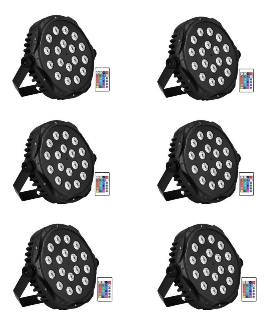 Luz Led Pack X6 Audio Par 18 Led Rítmica Multicolor Fiesta: imagen 1