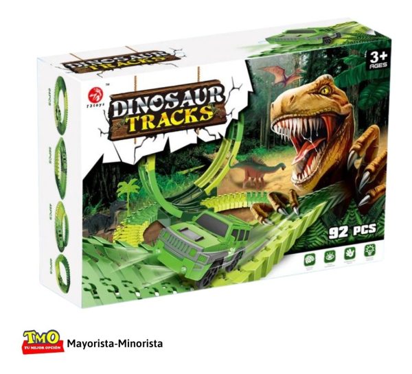Pista Autos Dinosaurios Flexible 92 Pcs Dinosaur Tracks