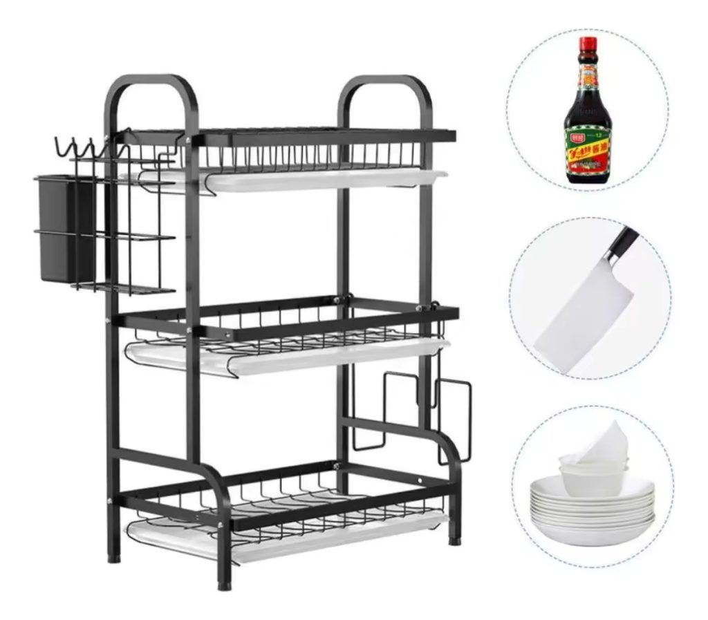 Escurridor De Platos 3 Niveles Seca Platos Acero