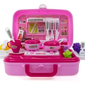 Cocina Juguete Infantil Ranxian G115 Rosa 26 Piezas Portátil 5-7 Años