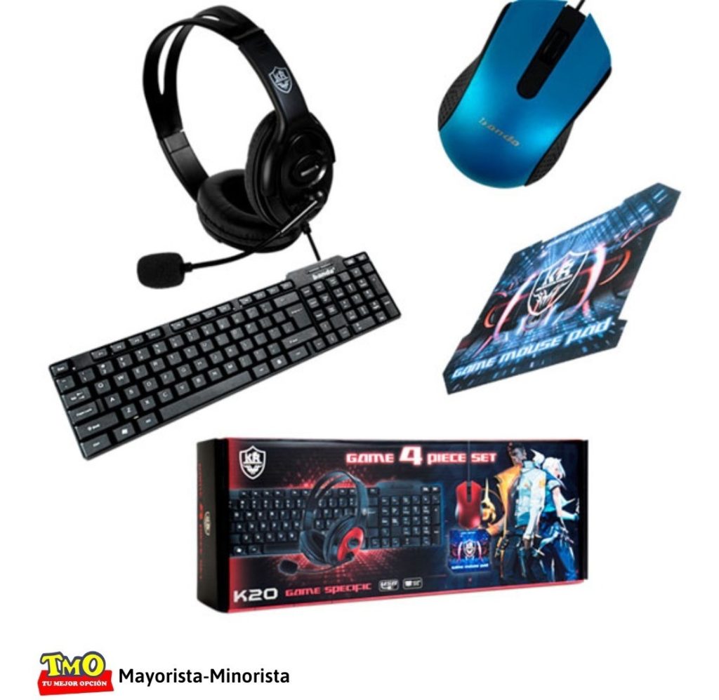 Combo Gamer Kit 4 Piezas Teclado Mouse Audífonos Pad Mouse