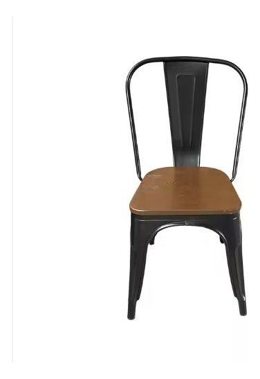 Silla Tolix Metal Asiento En Madera Colores Vintage