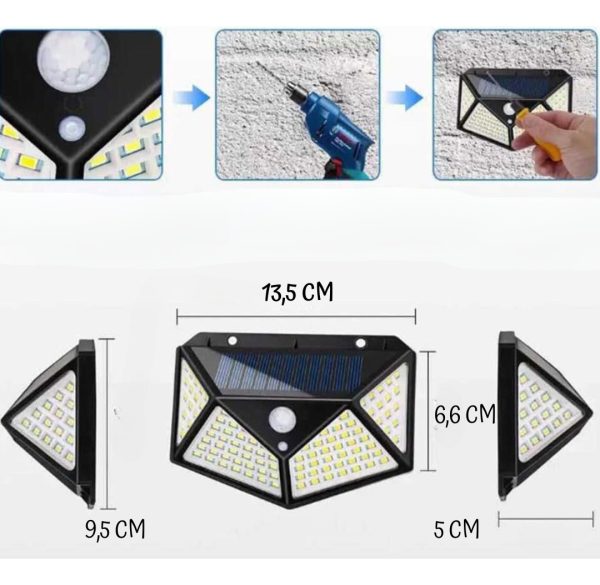 Foco Lampara Exterior Farol Solar 100 Led Sensor 5 Unidades