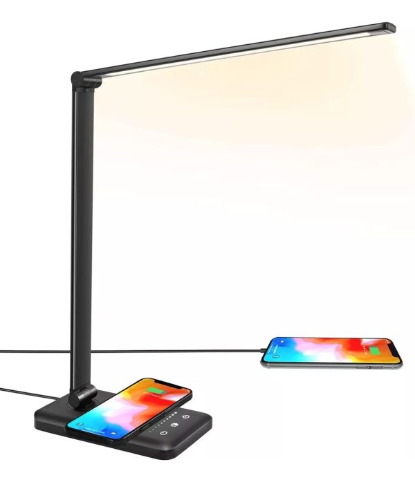 Lámpara Led Escritorio Cargador Inalámbrico Temporizador Usb