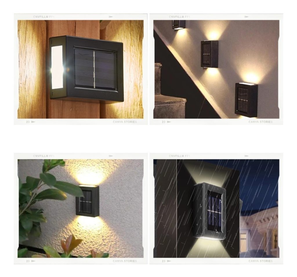 Foco Farol Solar Led Aplique Decoración Fotocélula X 2 Uds