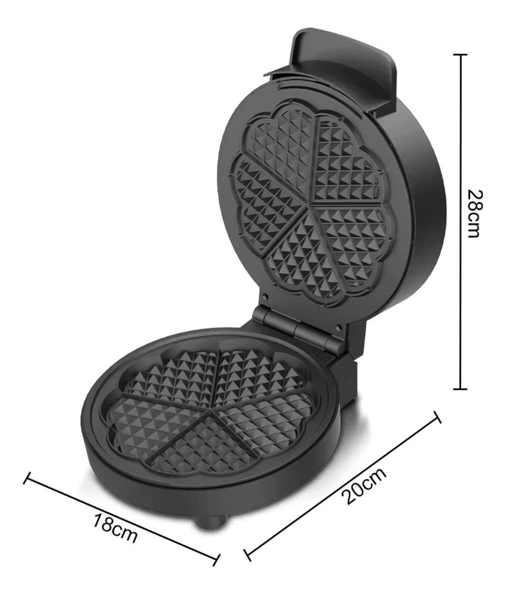 Waflera De Acero Forma Corazón Antiadherente 1000w: imagen 3