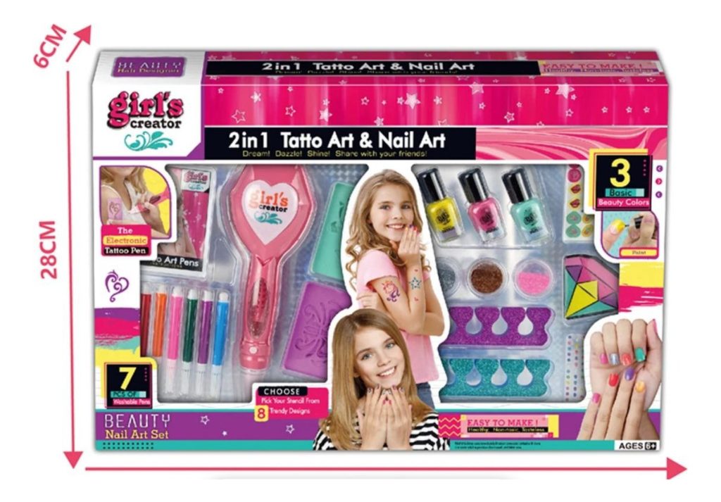 Juego Belleza Maquillaje Kit Tatuaje Niñas Con Accesorios