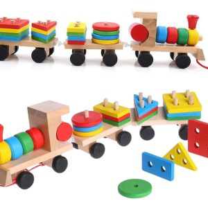 Tren Didáctico Madera Arrastre Encastre Calidad