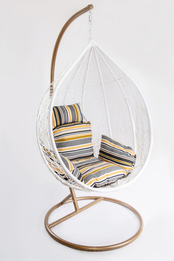 Hamaca De Jardin Patio Sillon Colgante Con Almohadones Gris