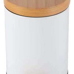 Papelera Tacho Basura Bambú Basurero 5 Litros Pedal