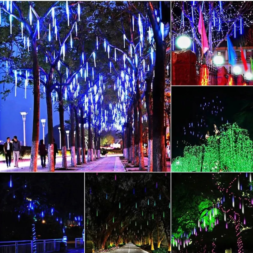 Luces Navidad Led Lluvia De Meteoro Bastón Exterior Interior