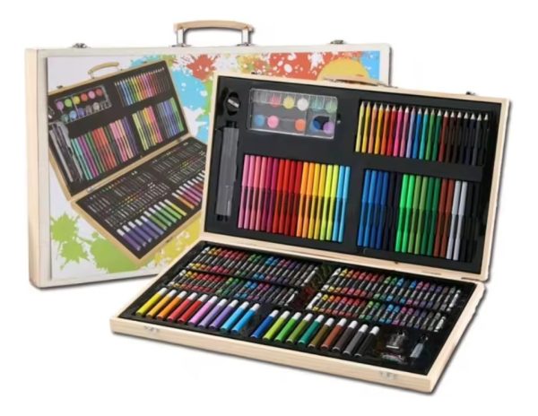 Juego De Arte Madera Estuche Colores 180 Piezas