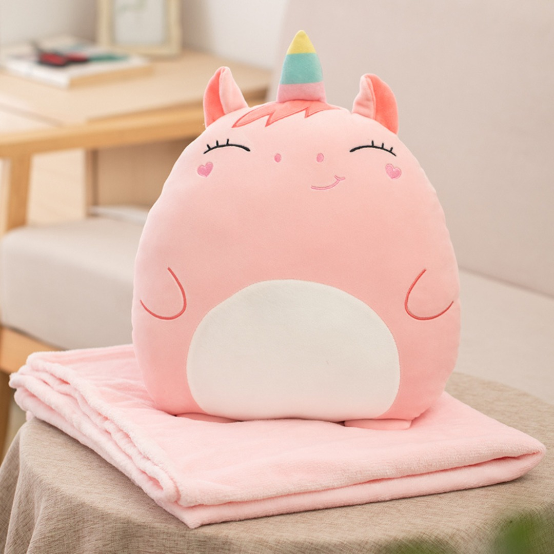Almohada Peluche Infantil Suave Con Manta Diseños Animales - Imagen 9