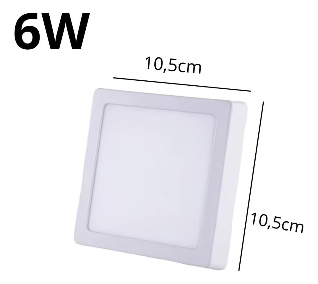 Panel Plafon Luz Led 6w Cuadrado Exterior Alto Rendimiento