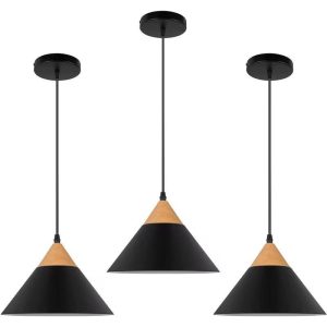 Portalampara Techo Campana Nordica Metal Madera Pack X3