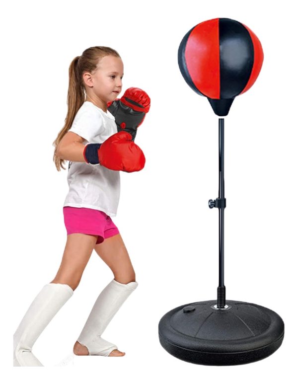 Juego Boxeo Niños Bola Ajustable Con Soporte Y Guantes