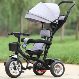 Coche Triciclo Guía A Pedal Para Niño Niña Con Capota