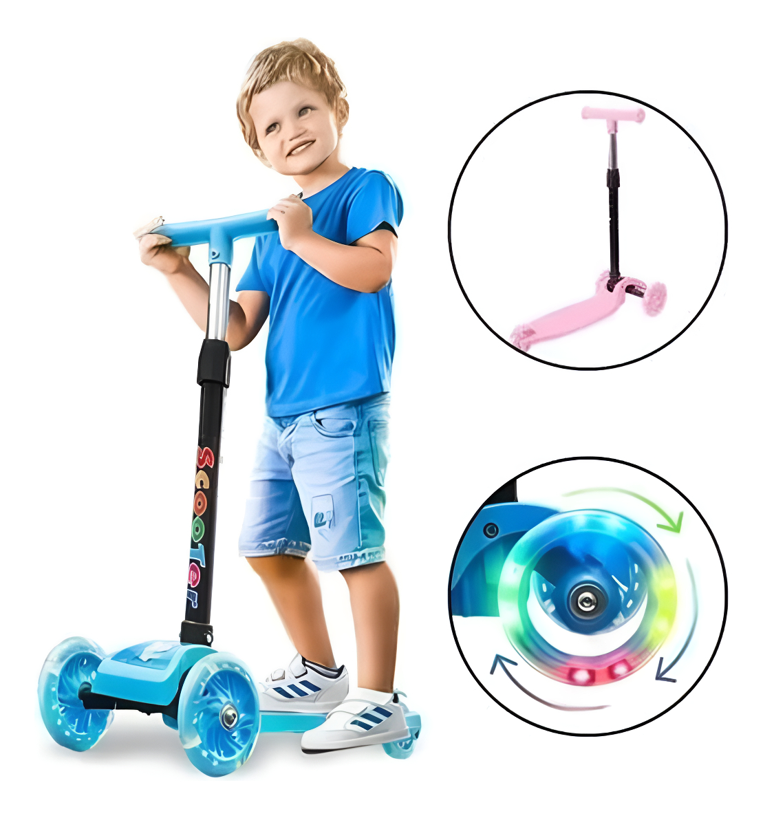 Monopatín Tripatín Scooter Diseños Con Luces Led Regulable: imagen 1