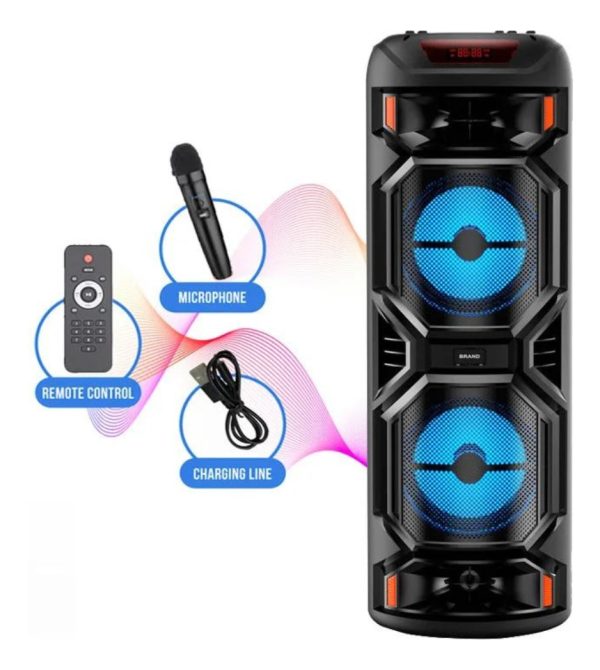 Parlante Bluetooth Torre Grande Luces Led Micro Control 8.5