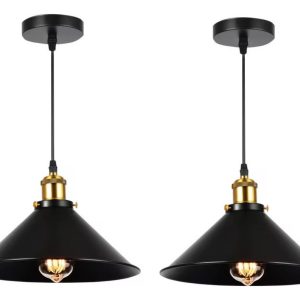 Portalámparas Colgante De Techo X2 Campana Retro C/lámparas