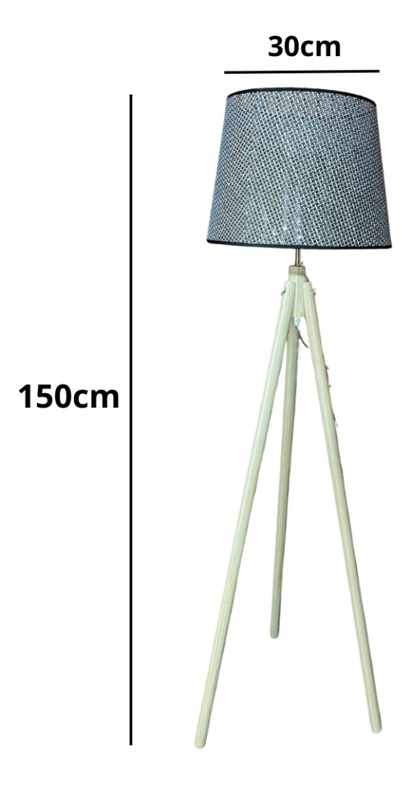 Lámpara De Pie Nórdica De Madera Trípode Con Pantalla