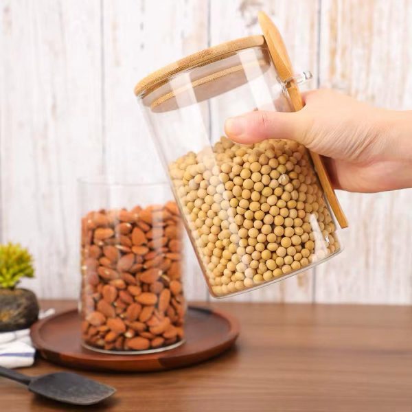 Frasco De Vidrio Tapa Hermética Bambú + Cuchara
