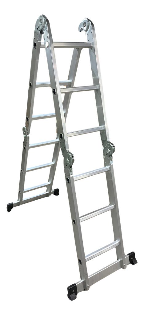 Escalera De Aluminio Plegable 3,40mts Calidad Plateado
