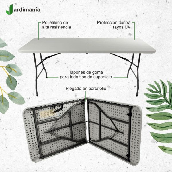 Mesa Plegable 1,80m Tipo Valija Exterior Interior Calidad