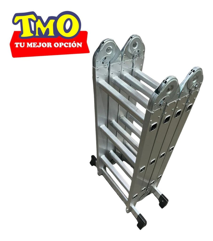 Escalera De Aluminio Plegable 3,40mts Calidad Plateado