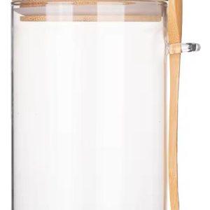Frasco De Vidrio Tapa Hermética Bambú + Cuchara