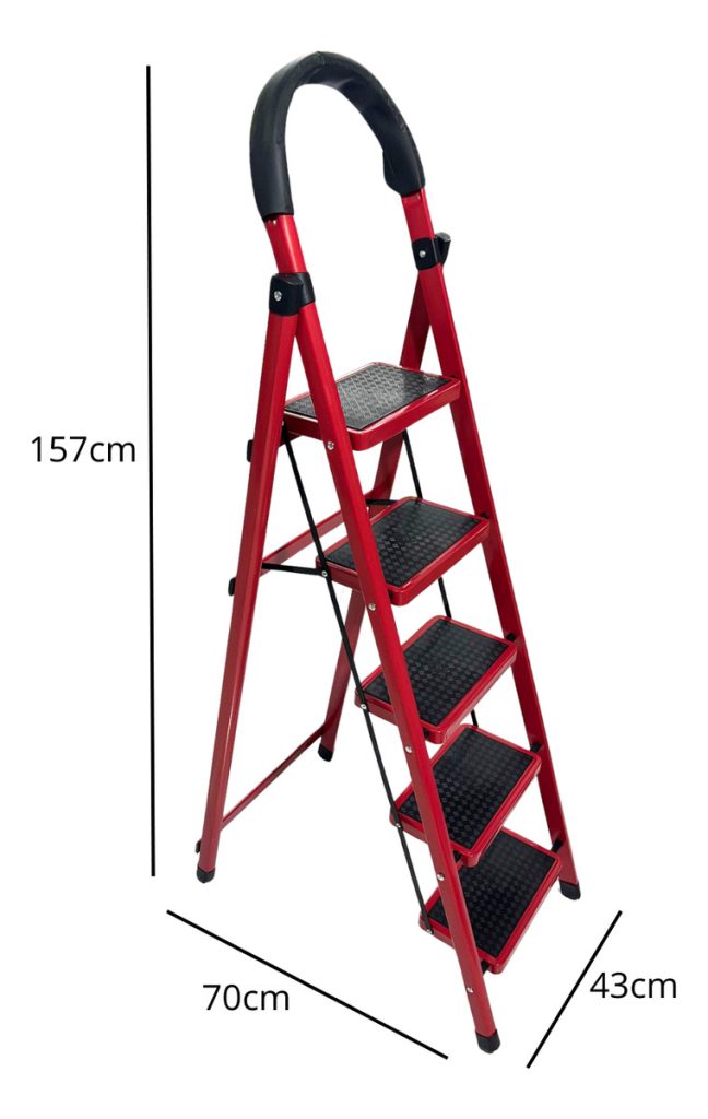 Escalera Plegable 5 Escalones Antideslizante Acero Calidad