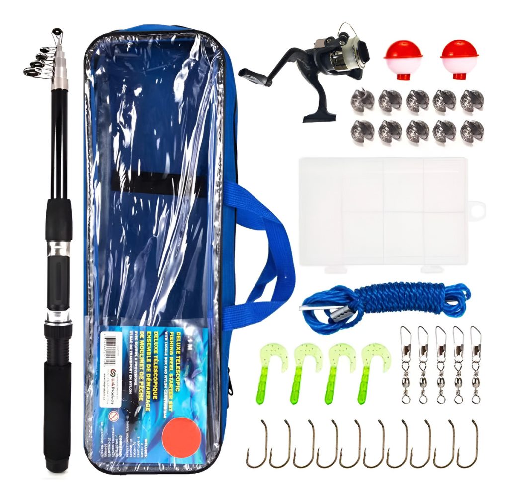 Set Caña De Pesca Infantil Reel Y Accesorios Juego