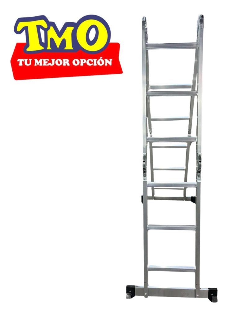 Escalera De Aluminio Plegable 3,40mts Calidad Plateado