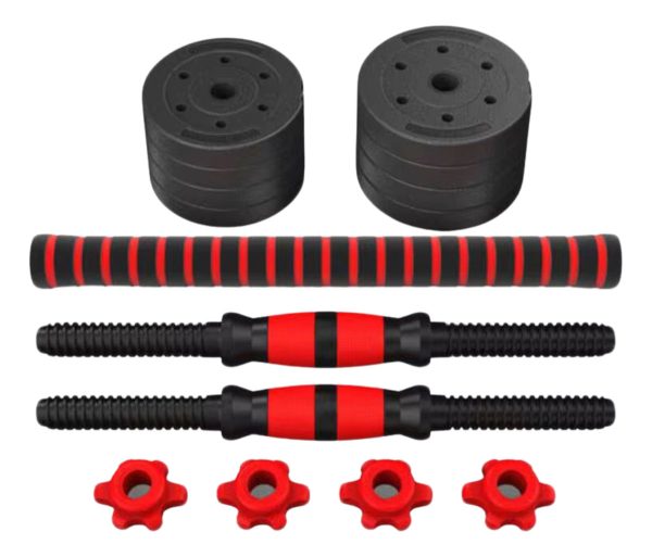 Set 2 Mancuernas + Barra 3 En 1 Total 10kg Disco Pvc Calidad