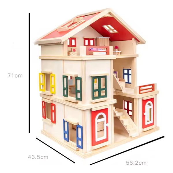 Casita De Muñecas Madera Muñecas Tres Capas Infantil