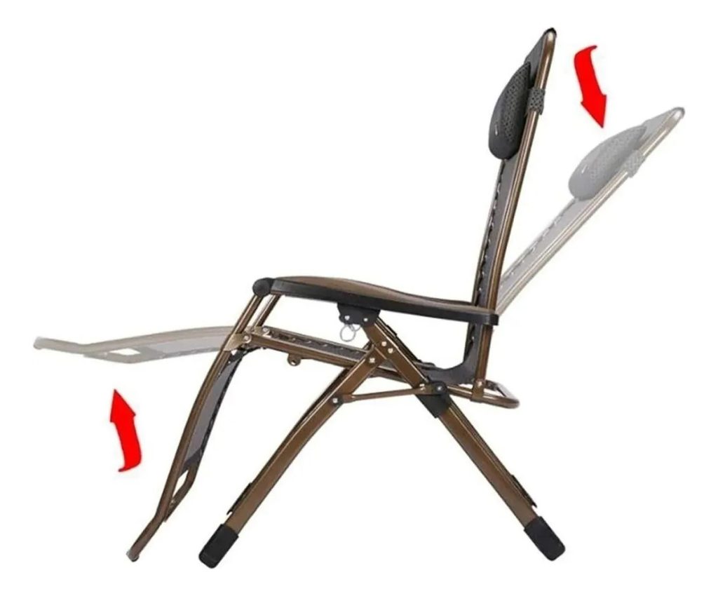 Combo Reposera Gravedad Cero Silla Plegable Playa - Milenio Marrón