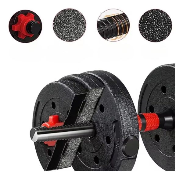 Set 2 Mancuernas + Barra 3 En 1 Total 40kg Disco Pvc Calidad