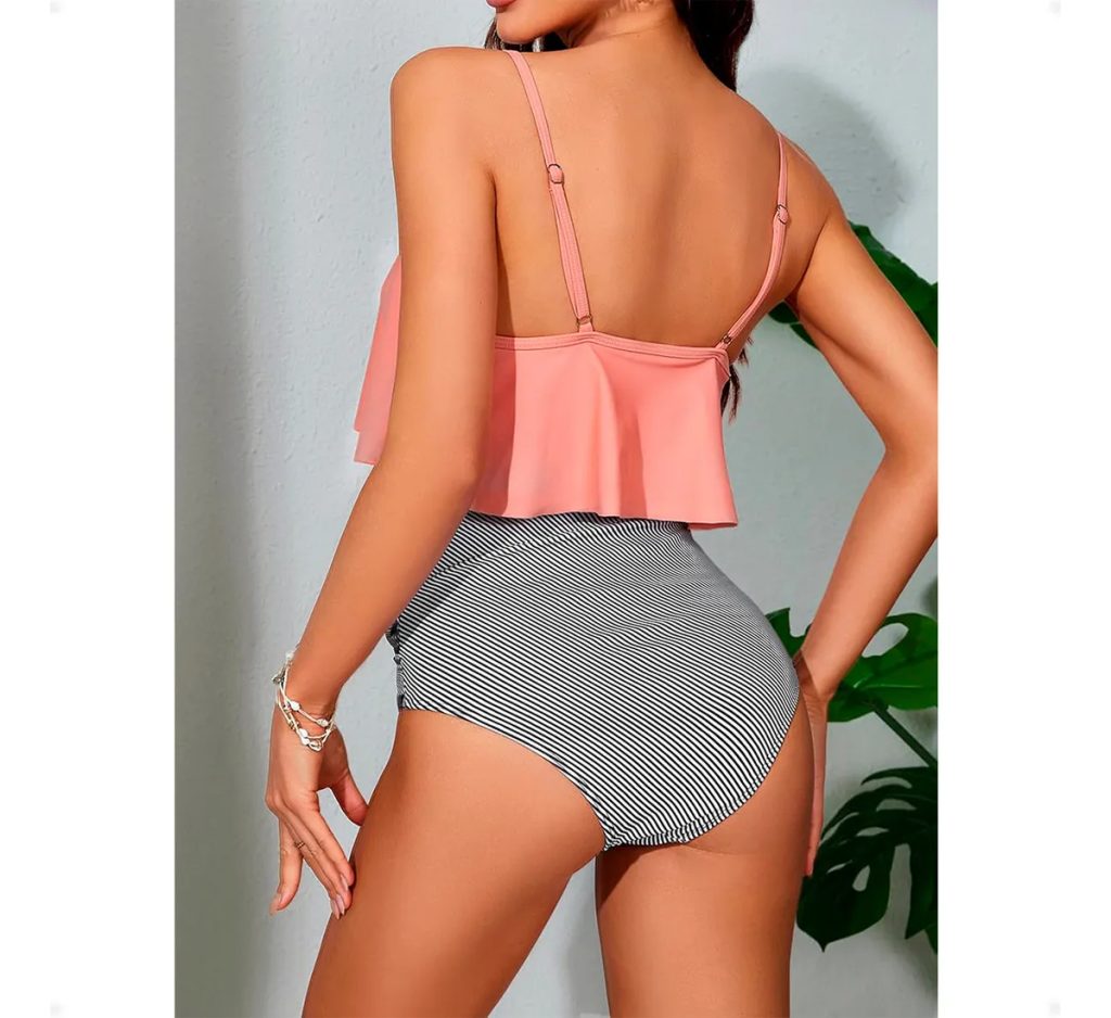 Bikini Malla Tiro Alto 2 Piezas Traje De Baño Dama