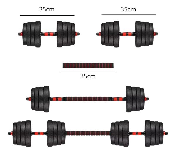 Set 2 Mancuernas + Barra 3 En 1 Total 10kg Disco Pvc Calidad