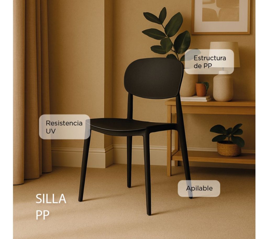 Silla Apilable Plastica Interior/exterior Comedor Calidad