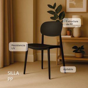 Silla Apilable Plastica Interior/exterior Comedor Calidad: imagen 2